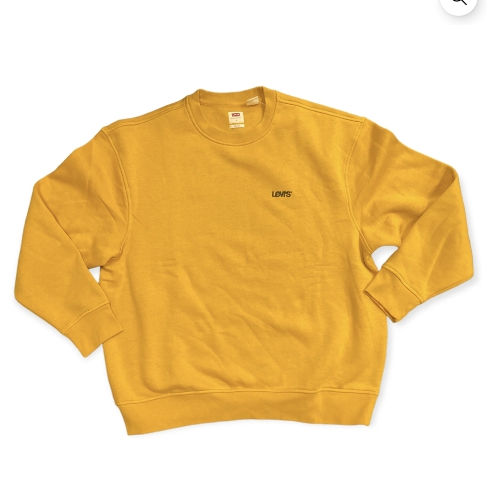 ❤️‍🔥Levi's Mens Medium Relaxed Fit Crew Neck Cotten Mustard Yellow Sweatshirt